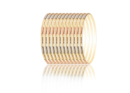 4mm Tri Color Gold Plated Bangles